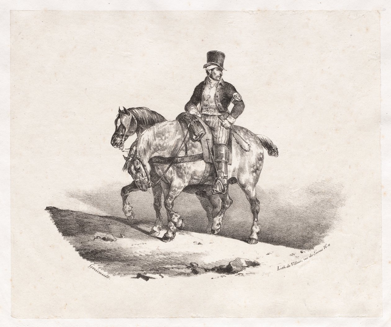 Brevbärare eller två selade hästar av Theodore Gericault
