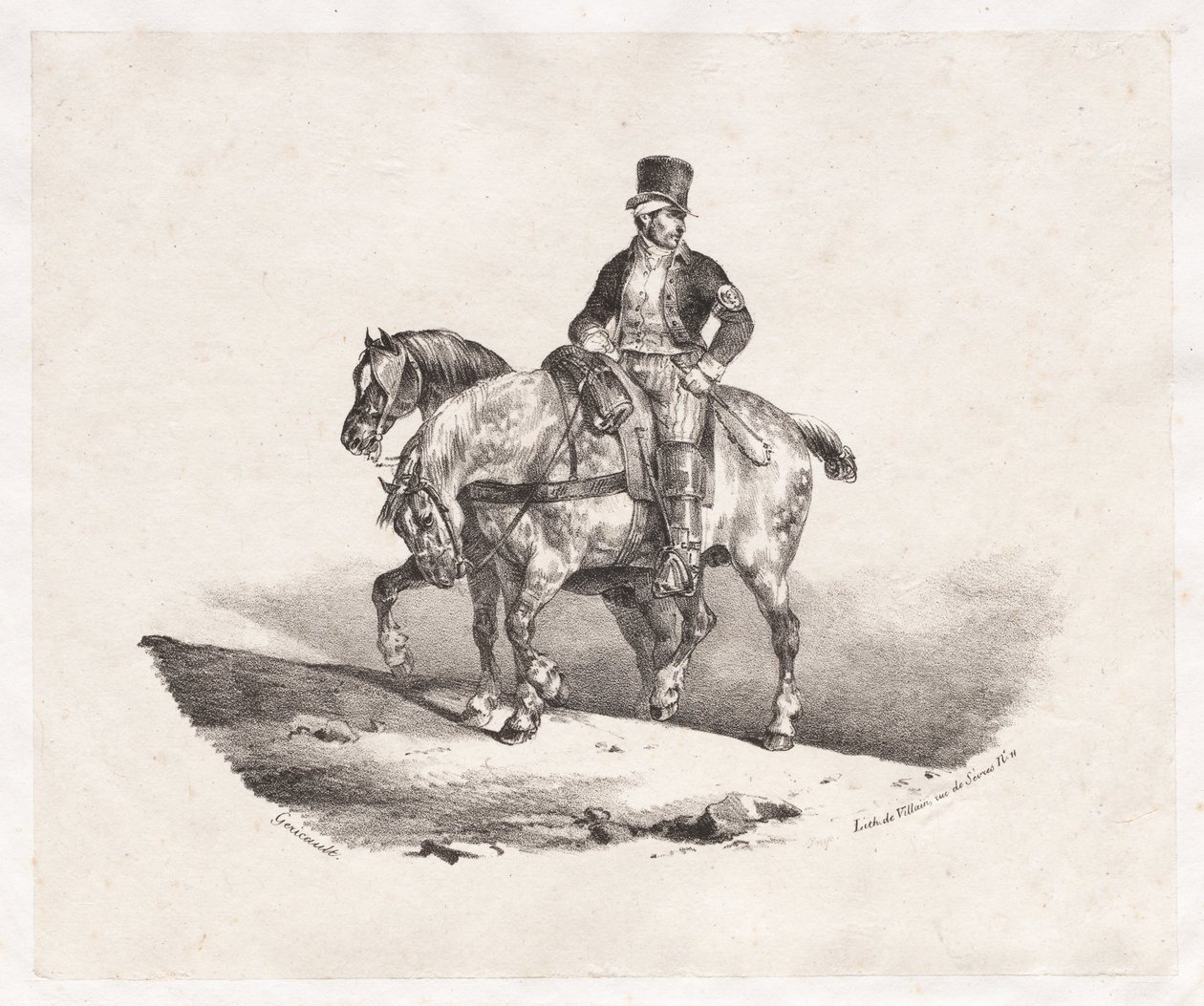 Brevbärare eller två selehästar, 1823. av Theodore Gericault