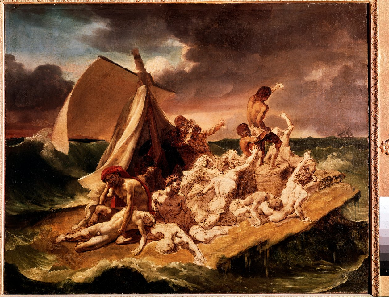 Förberedelsestudie för flotten av Meduse (olja på duk av Theodore Gericault