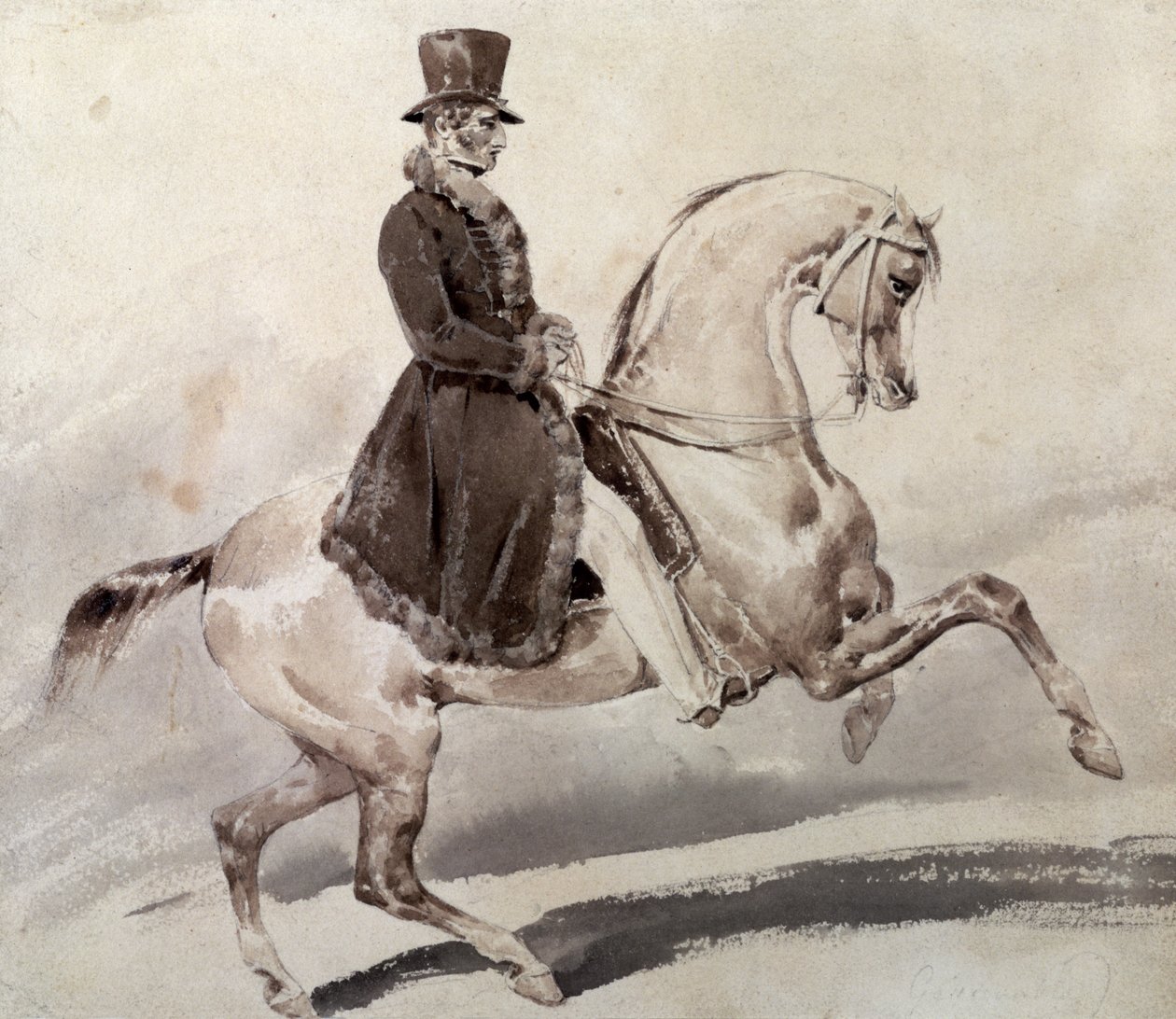 Ryttare i kappa kantad med päls av Theodore Gericault
