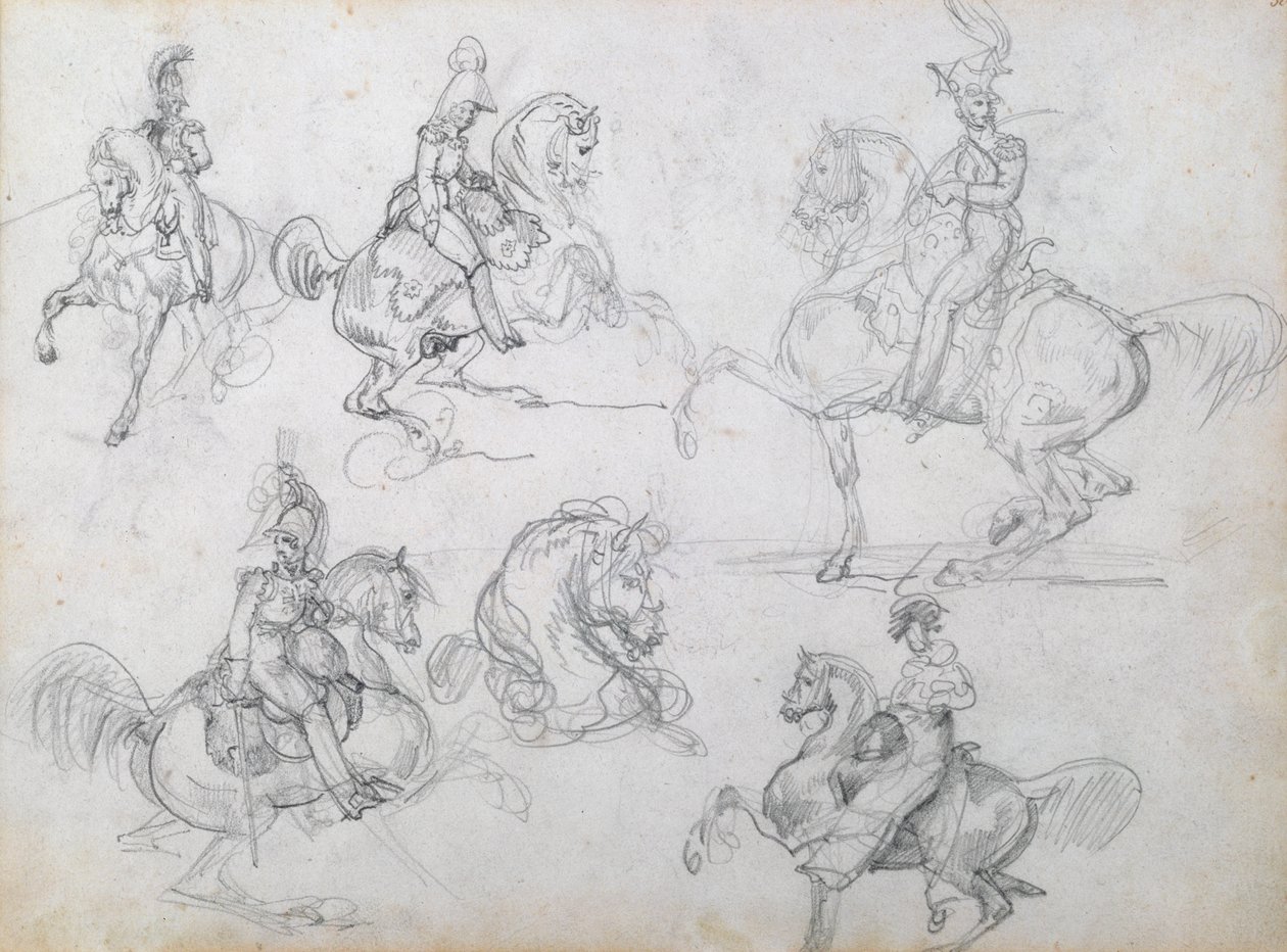 Ryttare på stigande hästar av Theodore Gericault