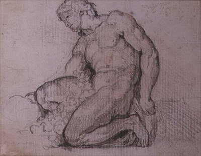 Sittande figur (penna och brunt bläck) av Theodore Gericault