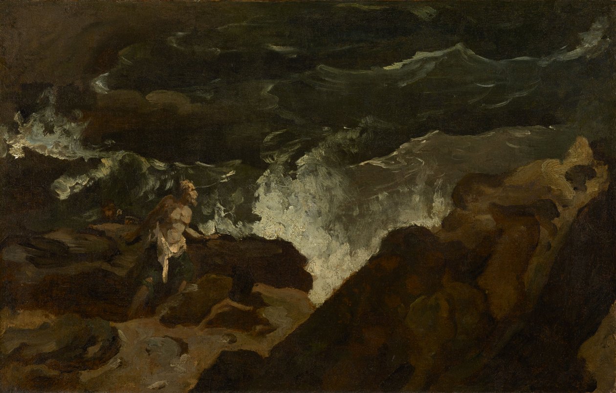 Strandad på en strand (Stormen) av Theodore Gericault