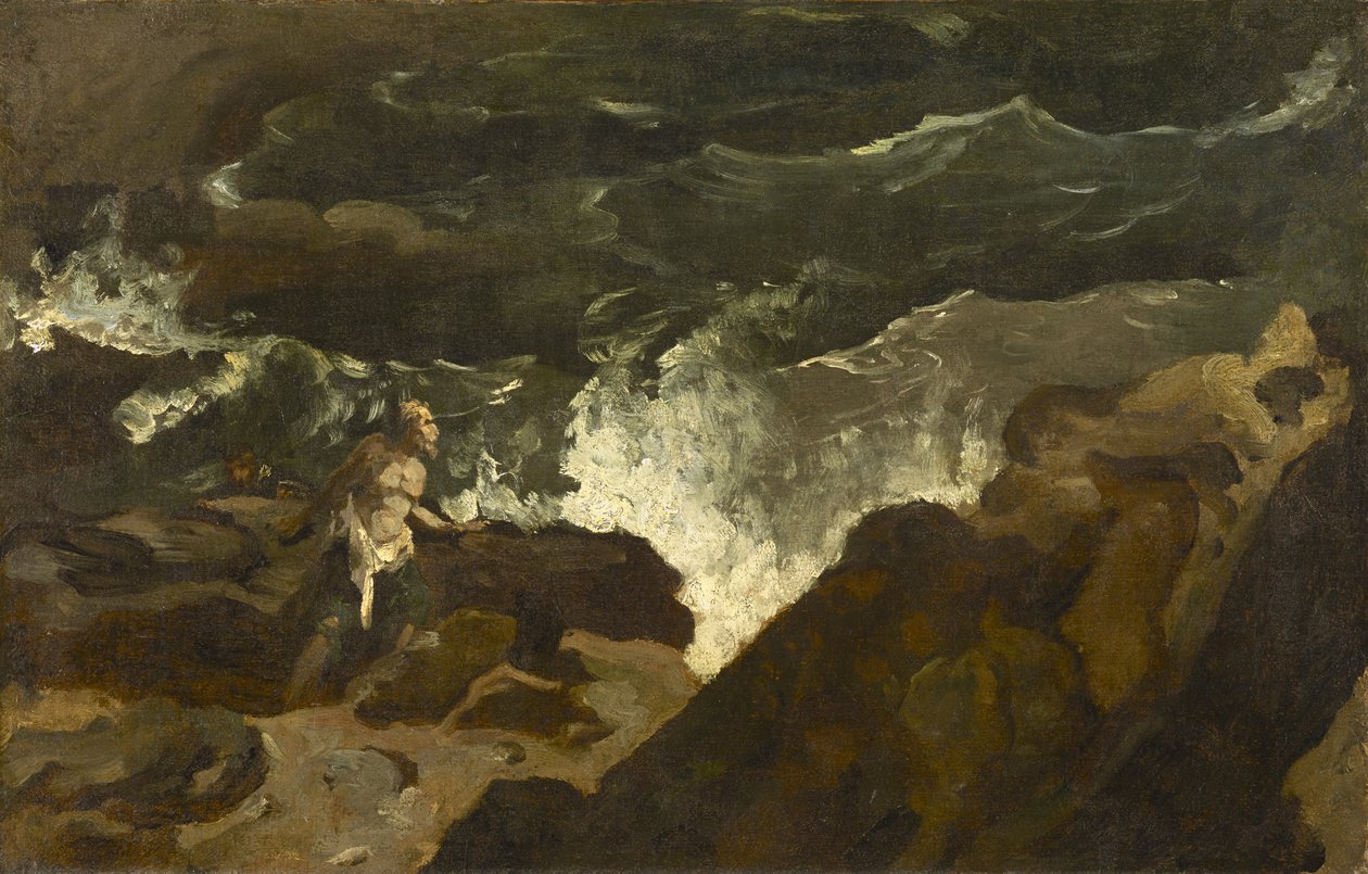 Shipwrecked on a Beach, ca 1822-3 (olja på papper monterad på duk) av Theodore Gericault