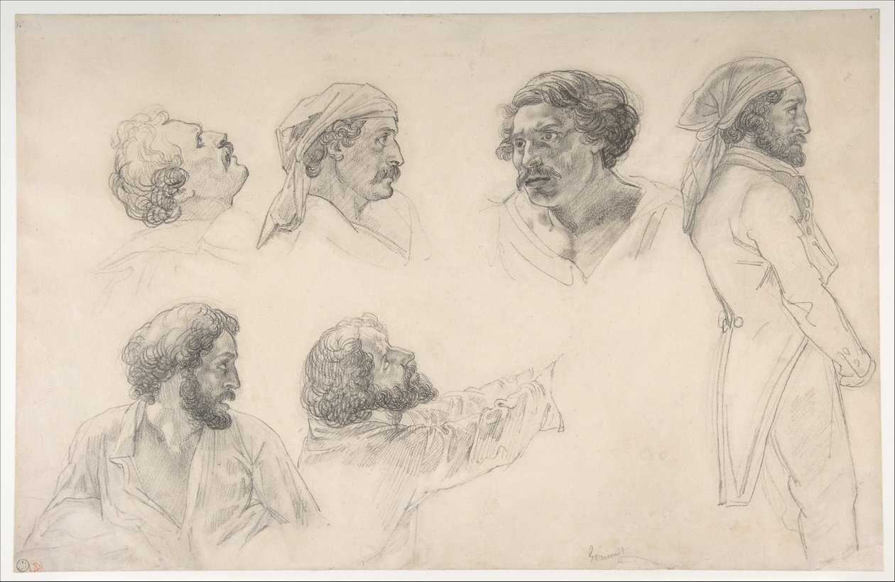 Sex studier till ”Medusas flotte” av Corréard och Savigny av Theodore Gericault
