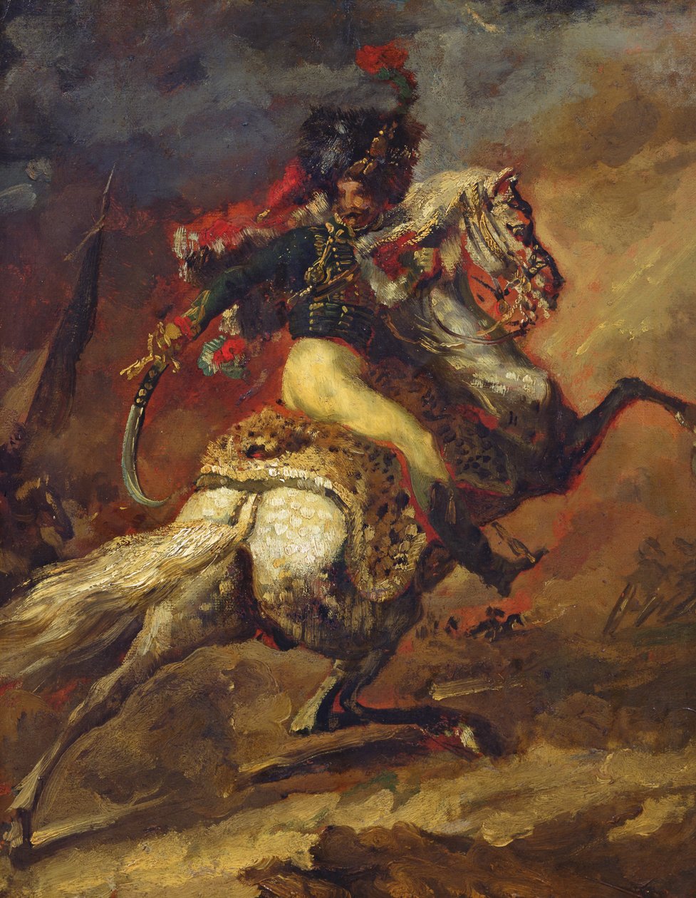 Skiss av en officer av husarerna, 1814 (se även 26088) av Theodore Gericault