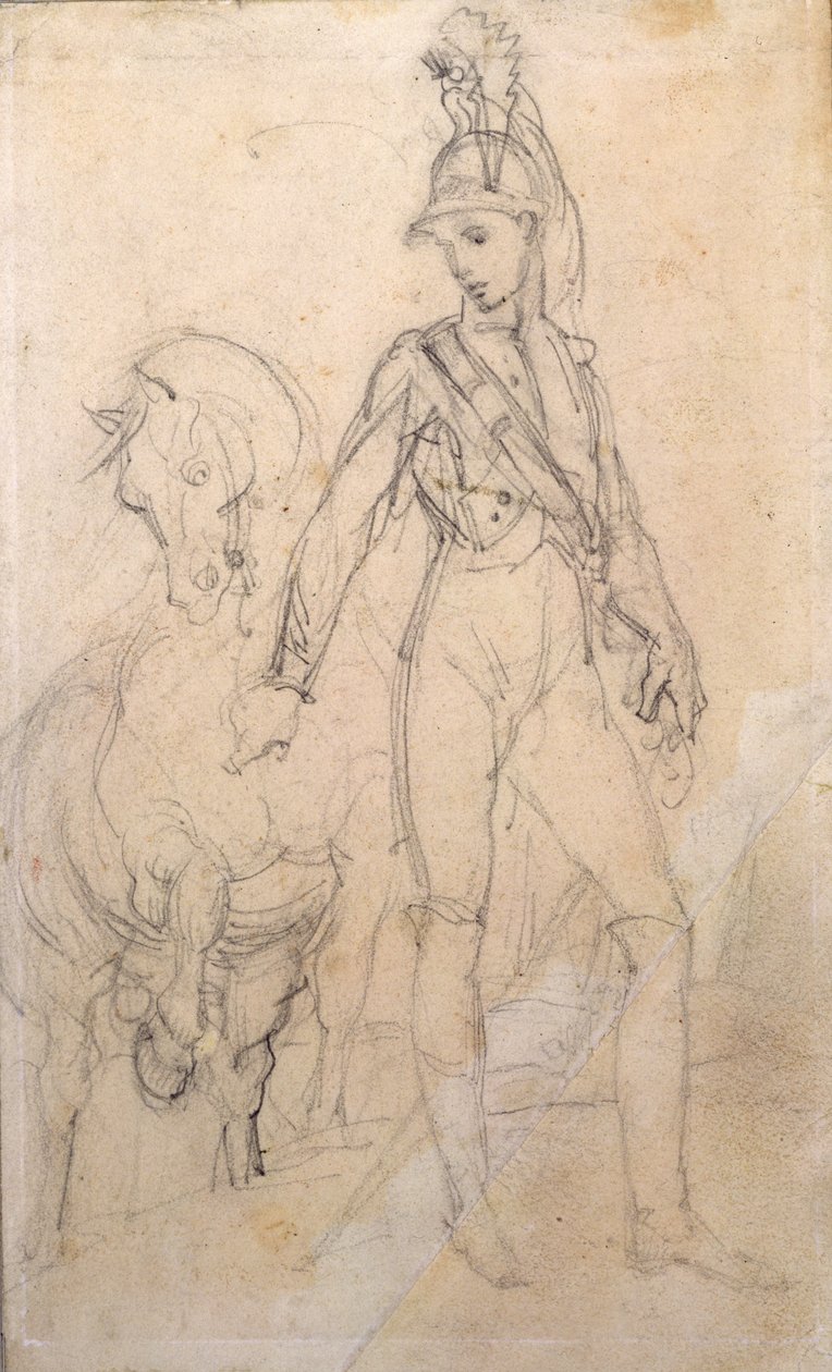Studie av en drake och hans häst av Theodore Gericault