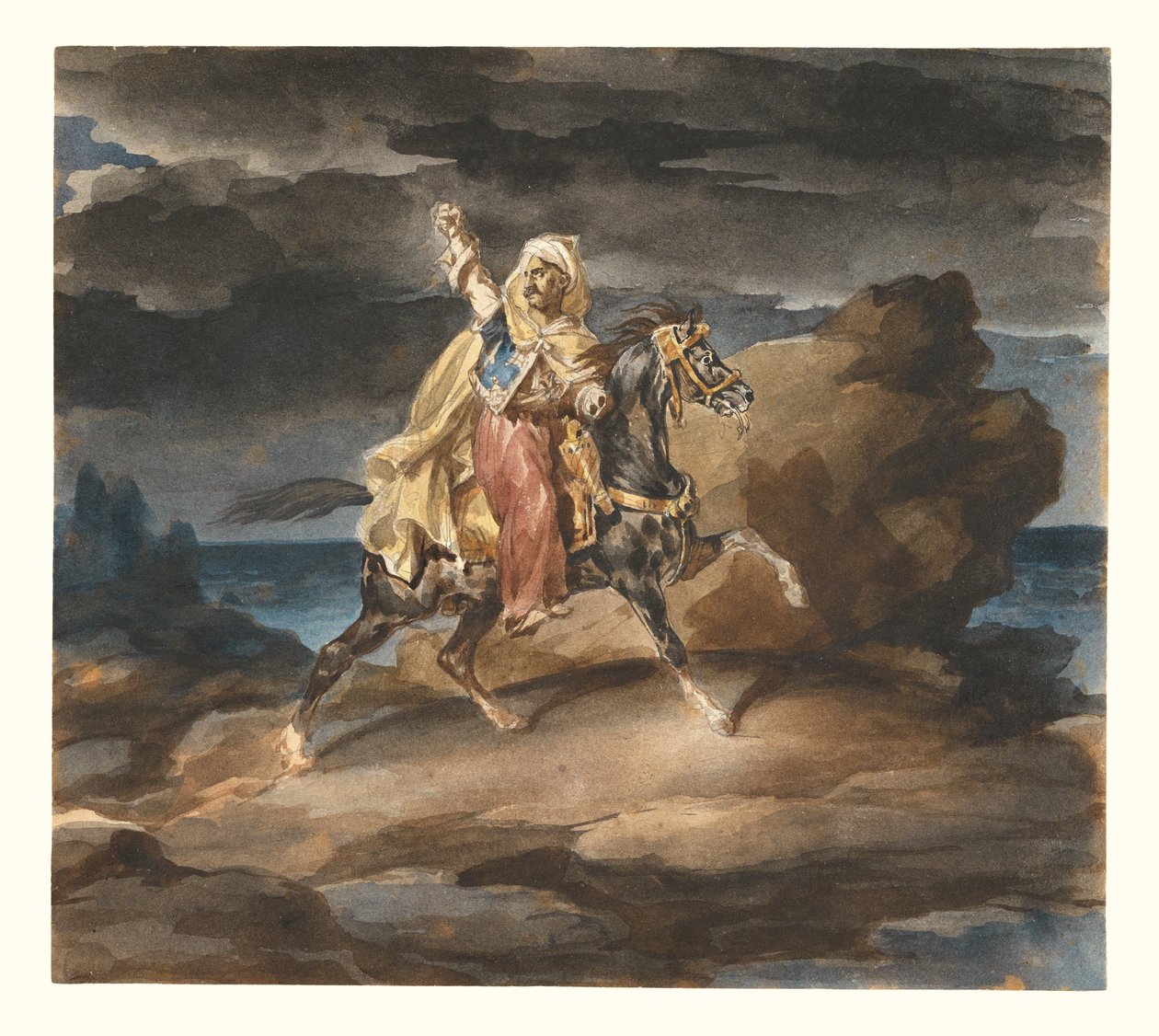 The Giaour (En turkisk berättelse) c.1822–23 (akvarell över grafit) av Theodore Gericault