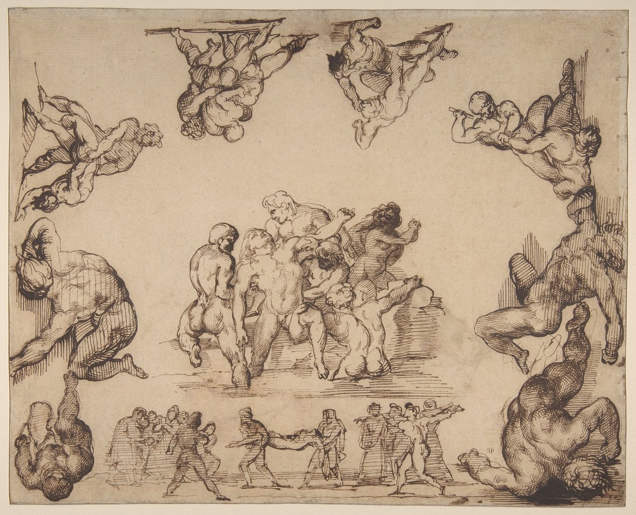Räddningen av en drunknande man (framsidan); Studie av en häst (baksidan) av Theodore Gericault
