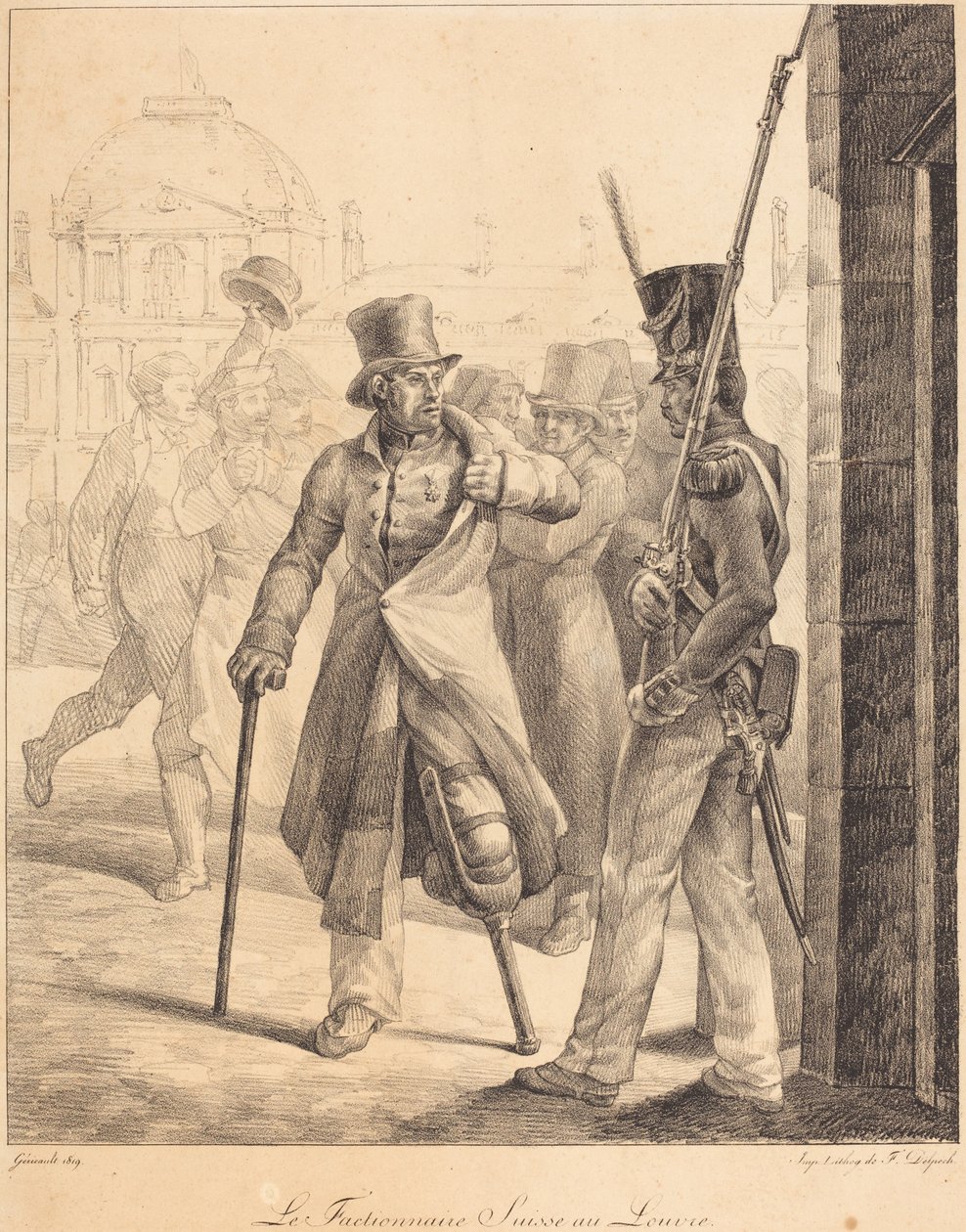 Den schweiziska vaktposten vid Louvren av Theodore Gericault