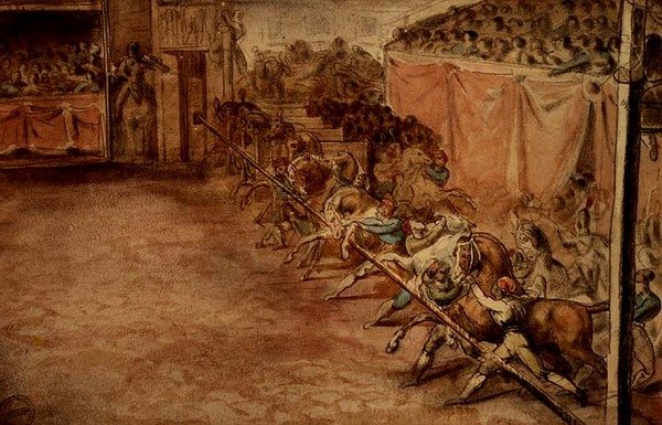 Racet på Corso (penna, penna, bläck och akvarell) av Theodore Gericault