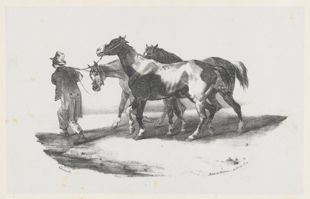Tre hästar som förs till slakteriet (Three Horses Being Led to the Slaughterhouse) av Theodore Gericault