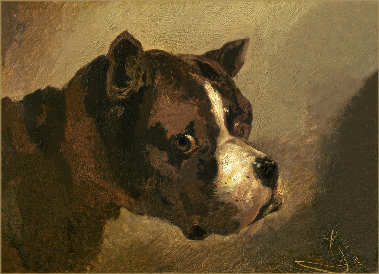 Bulldog huvud av Theodore Gericault