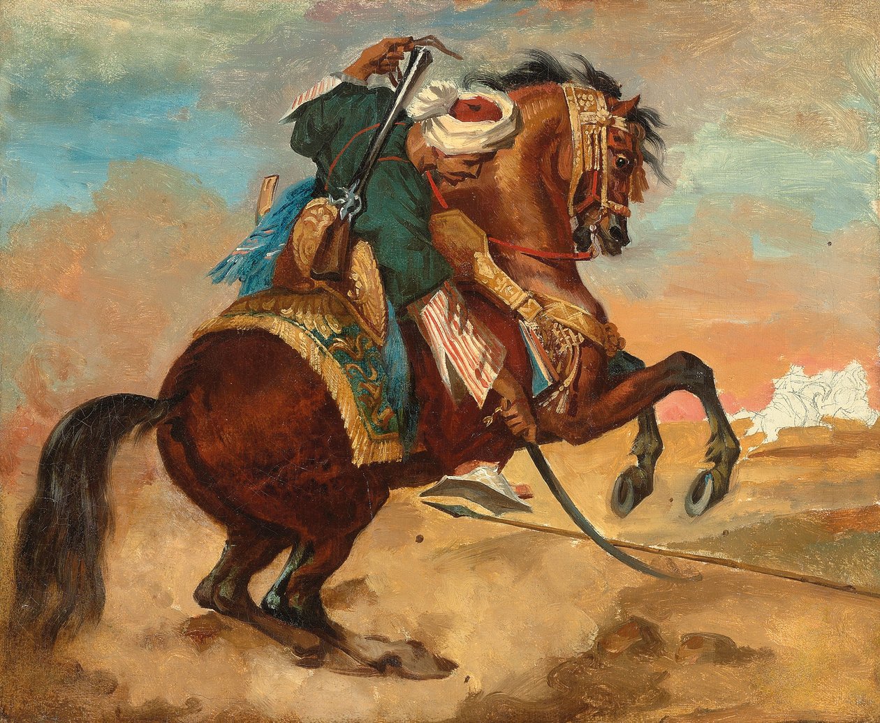 Turk monterad på kastanjefärgad häst, ca. 1810 (olja på duk) av Theodore Gericault