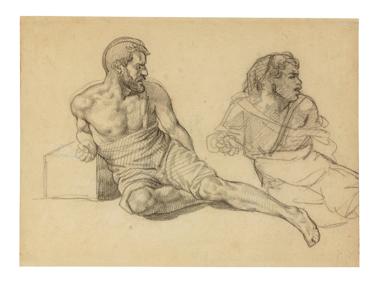 Två studier för figuren som sitter vid mastens fot av Theodore Gericault