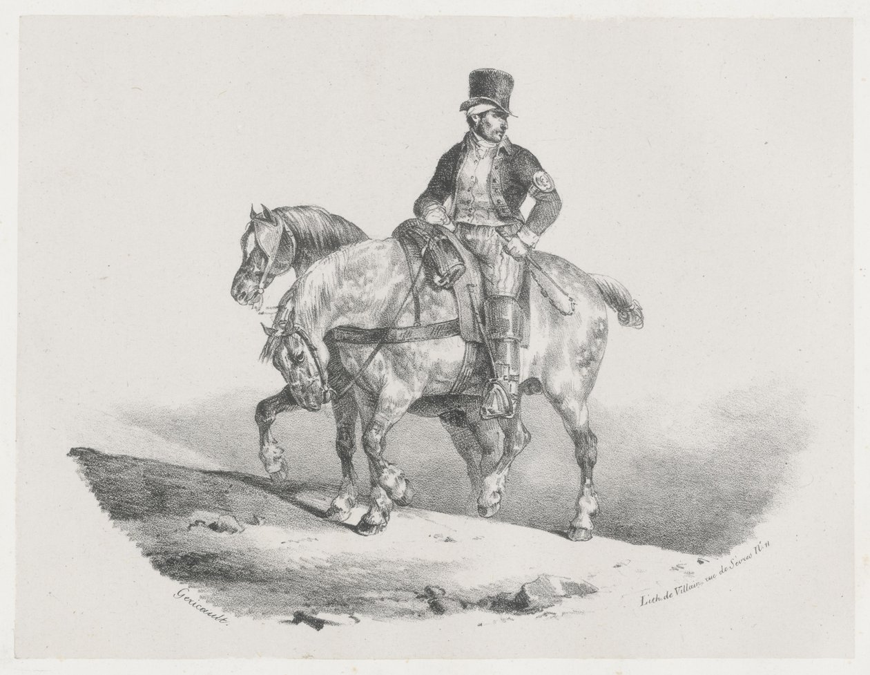 En postiljon eller De två inspända hästarna (A Postilion or The Two Harnessed Horses) av Theodore Gericault