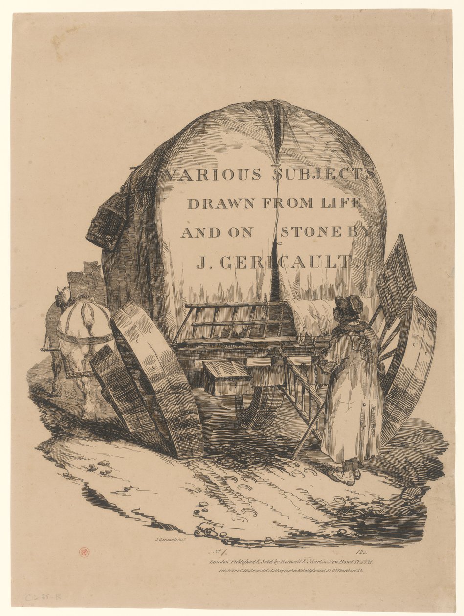 En hästdragen vagn (Titel på den engelska serien) [A Hitched Wagon or A Horse-Drawn Cart (Titelsidan i den engelska serien)] av Theodore Gericault