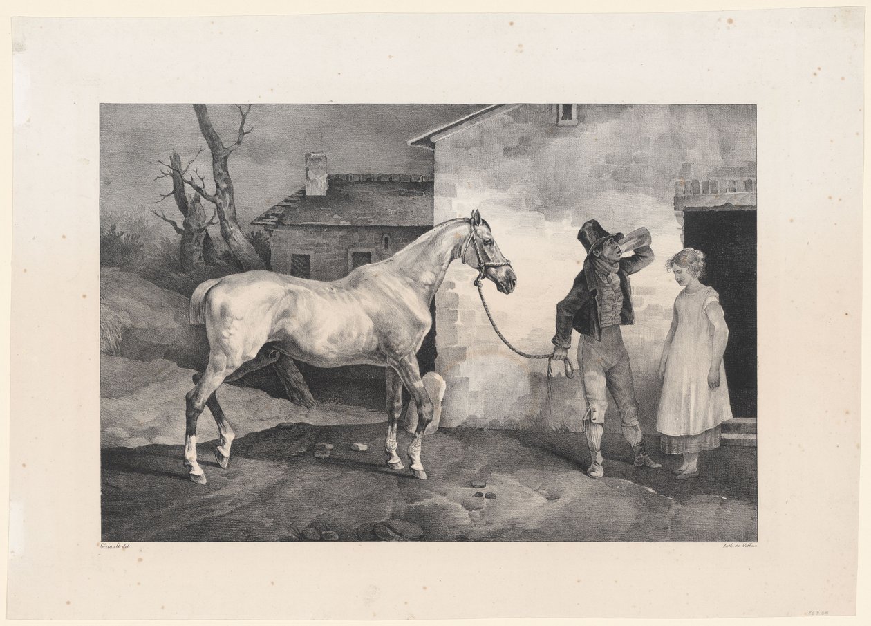 En gammal häst vid dörren till ett värdshus (An Old Horse at the Door of an Inn) av Theodore Gericault