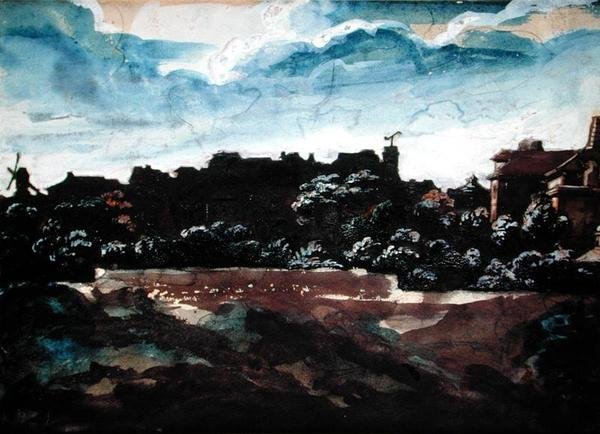 Utsikt över bergen i Montmartre (akvarell) av Theodore Gericault
