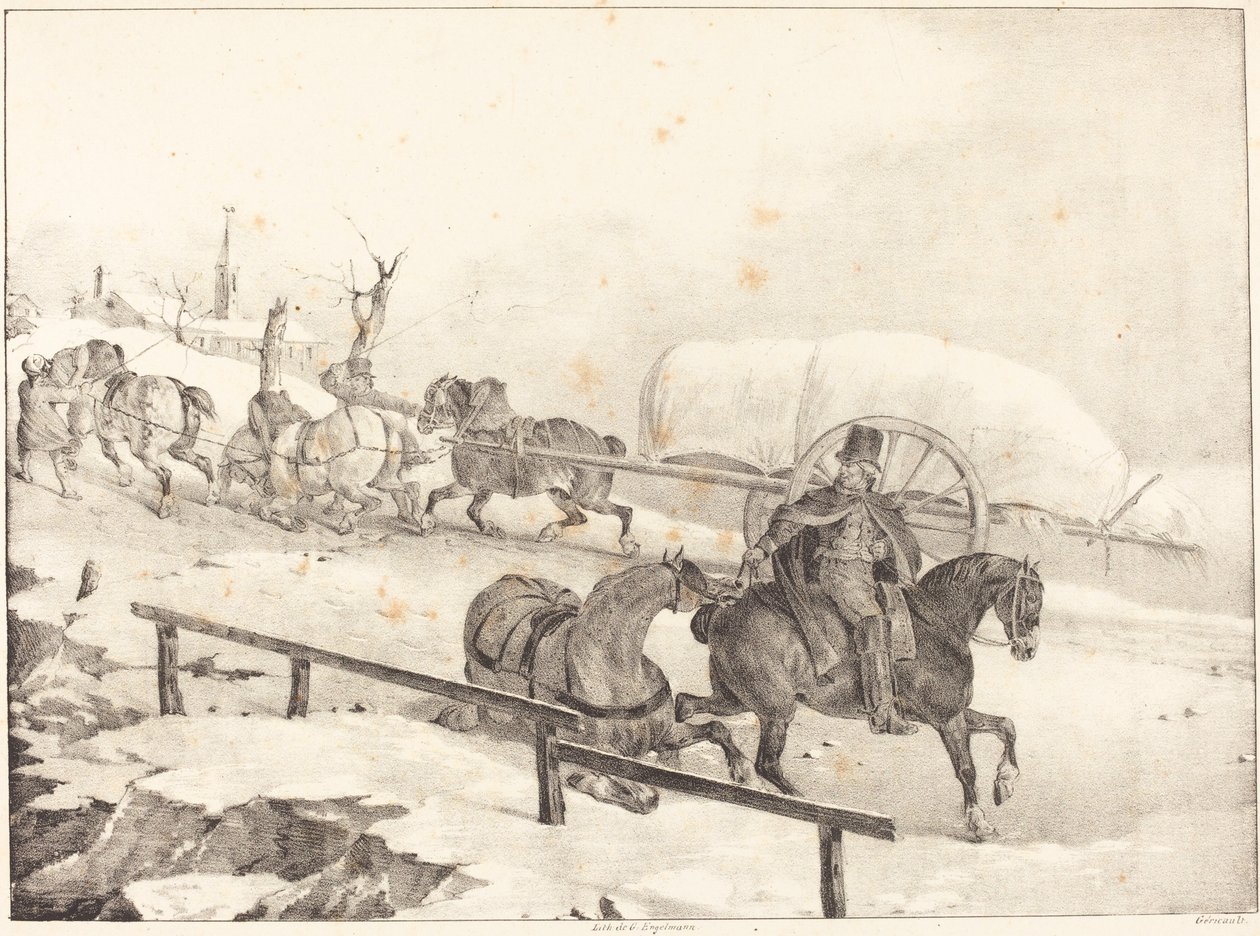 Vagnare som klättrar på en kulle av Theodore Gericault