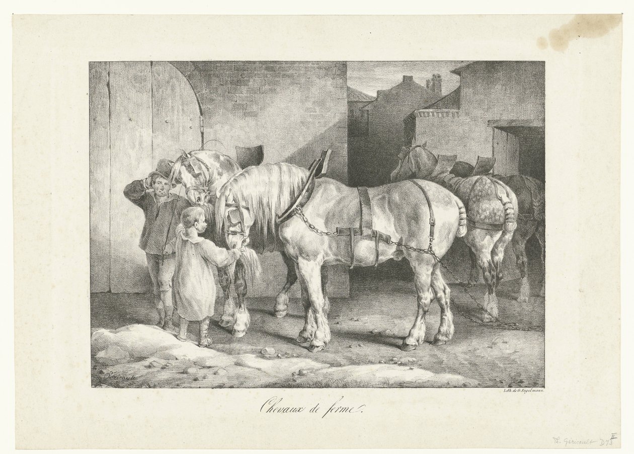 Werkpaarden Gårdshästar (titel på objekt) Fyra olika ämnen (serietitel) av Theodore Gericault