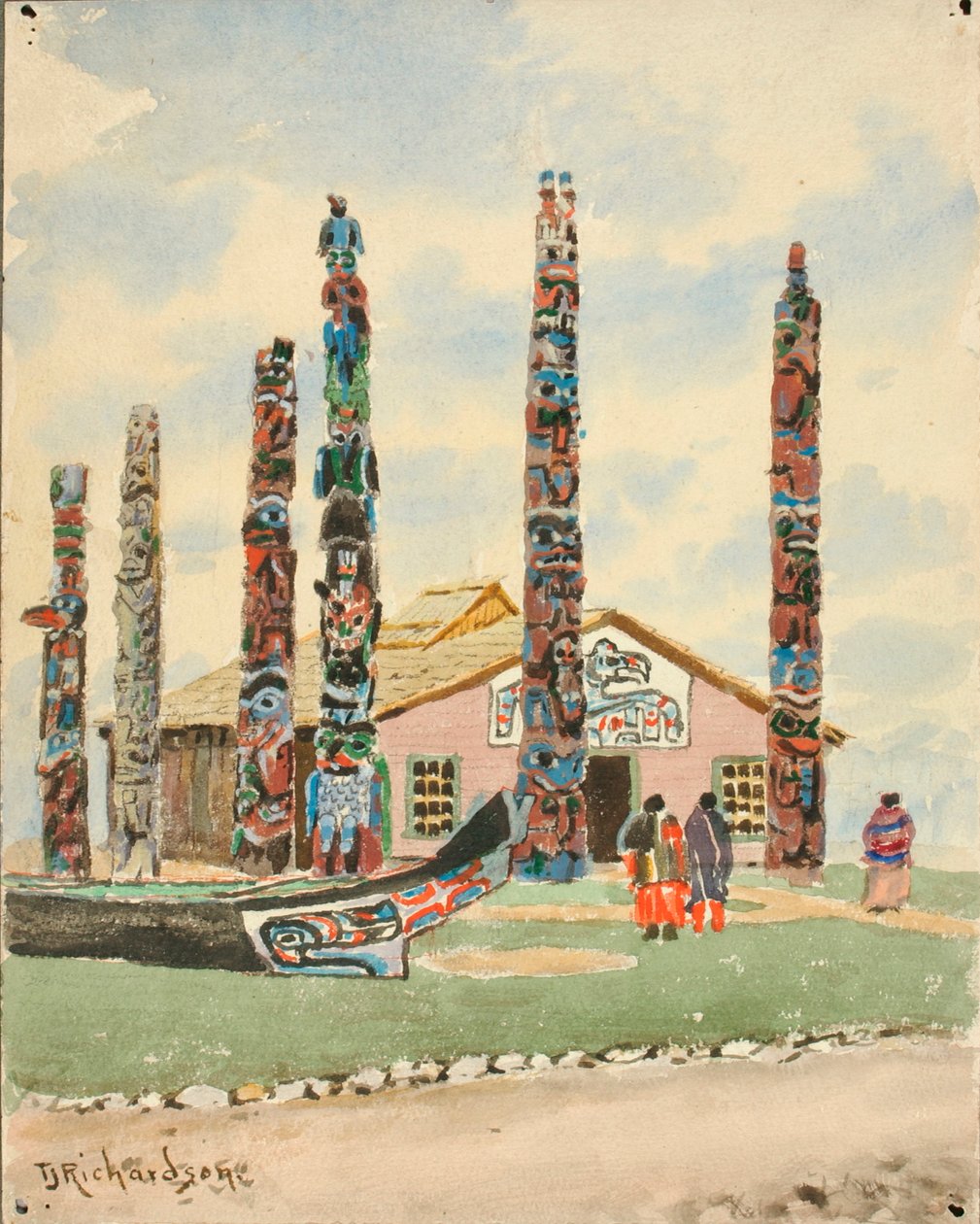 Alaska-byggnad med totem vid St. Louis Exposition, 1904. av Theodore J. Richardson