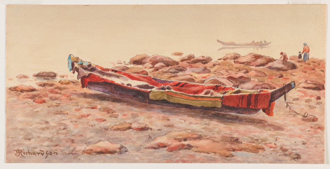 [Northwest Canoe], troligen 1884-86 eller 1903-14 (akvarell på papper) av Theodore J. Richardson