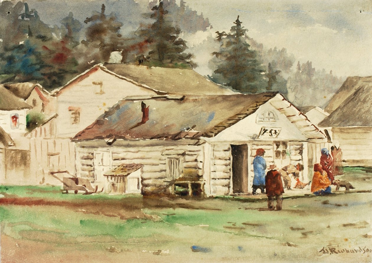 Marknaden för de tre kråkorna, Sitka, 1889 av Theodore J. Richardson