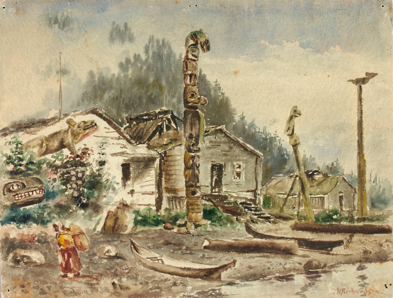 Utsikt över Wrangell, Alaska, 1884. av Theodore J. Richardson