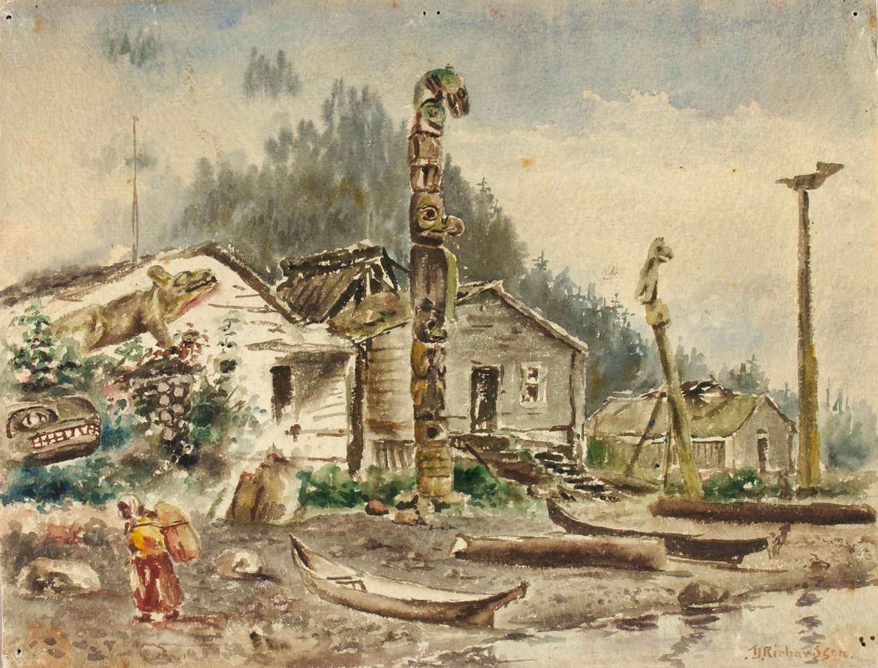 Vy över Wrangell, Alaska, år 1884 av Theodore J. Richardson