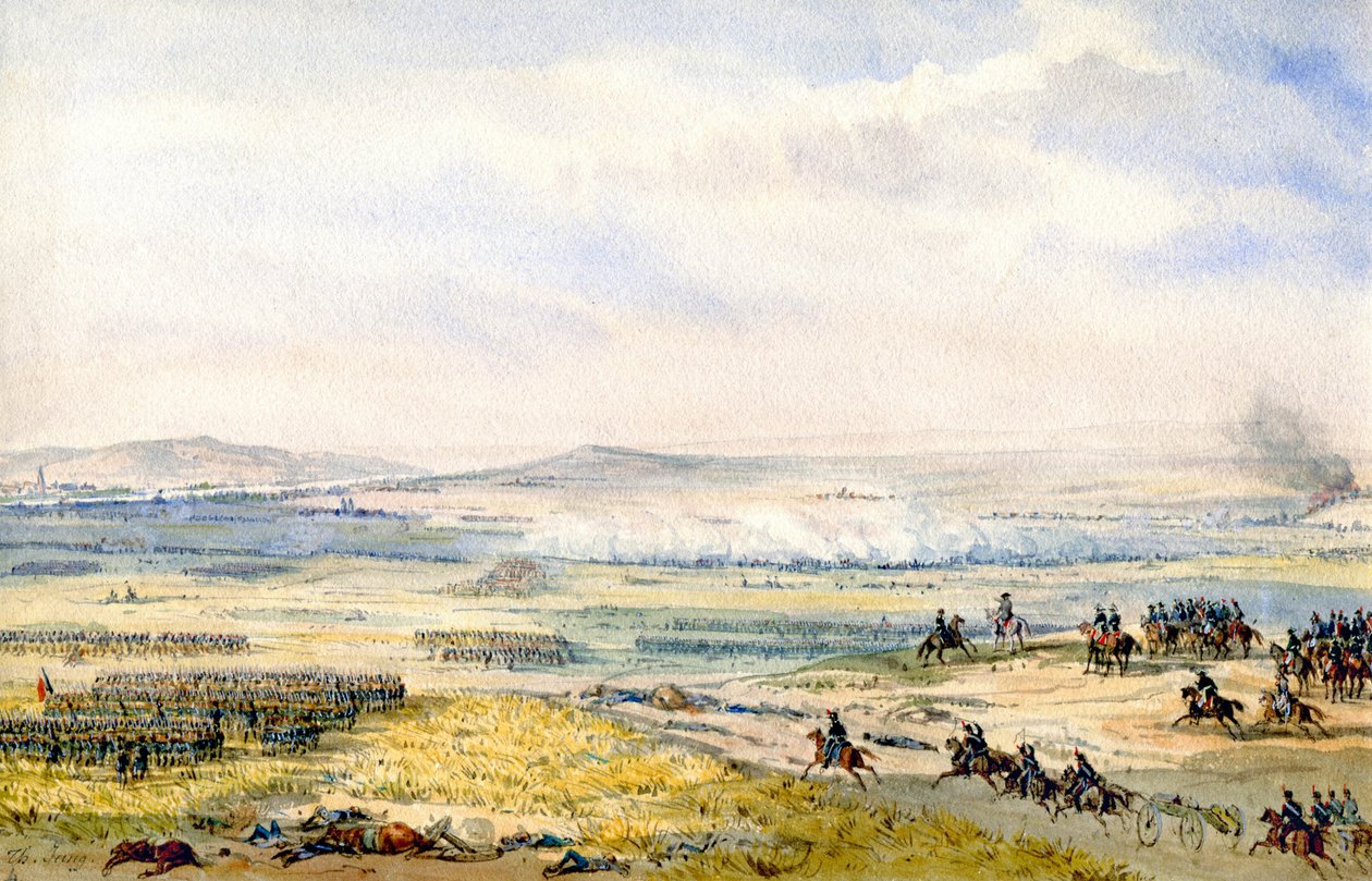Slaget vid Wagram, ca 1850 (akvarell) av Theodore Jung