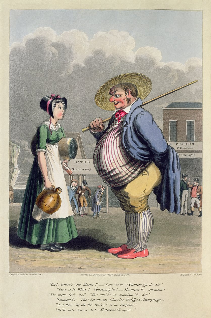 Annons för Charles Wrights Champagne, graverad av George Hunt, ca 1827 (färgad etsning) av Theodore Lane
