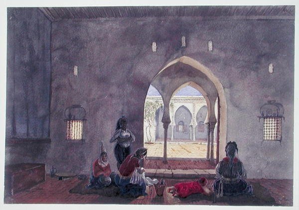 A Moorish Interior, Alger, ca 1835 (akvarell på papper) av Theodore Leblanc