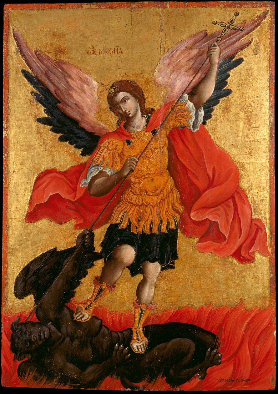 archchange Saint Michel - Ärkeängeln Mikael - Peinture (ikon) av Theodore Poulakis (1622-1692) - Andra hälften av 1600-talet. - Tempera på panel - 76x54,3 - Benaki Museum, Aten av Theodore Poulakis