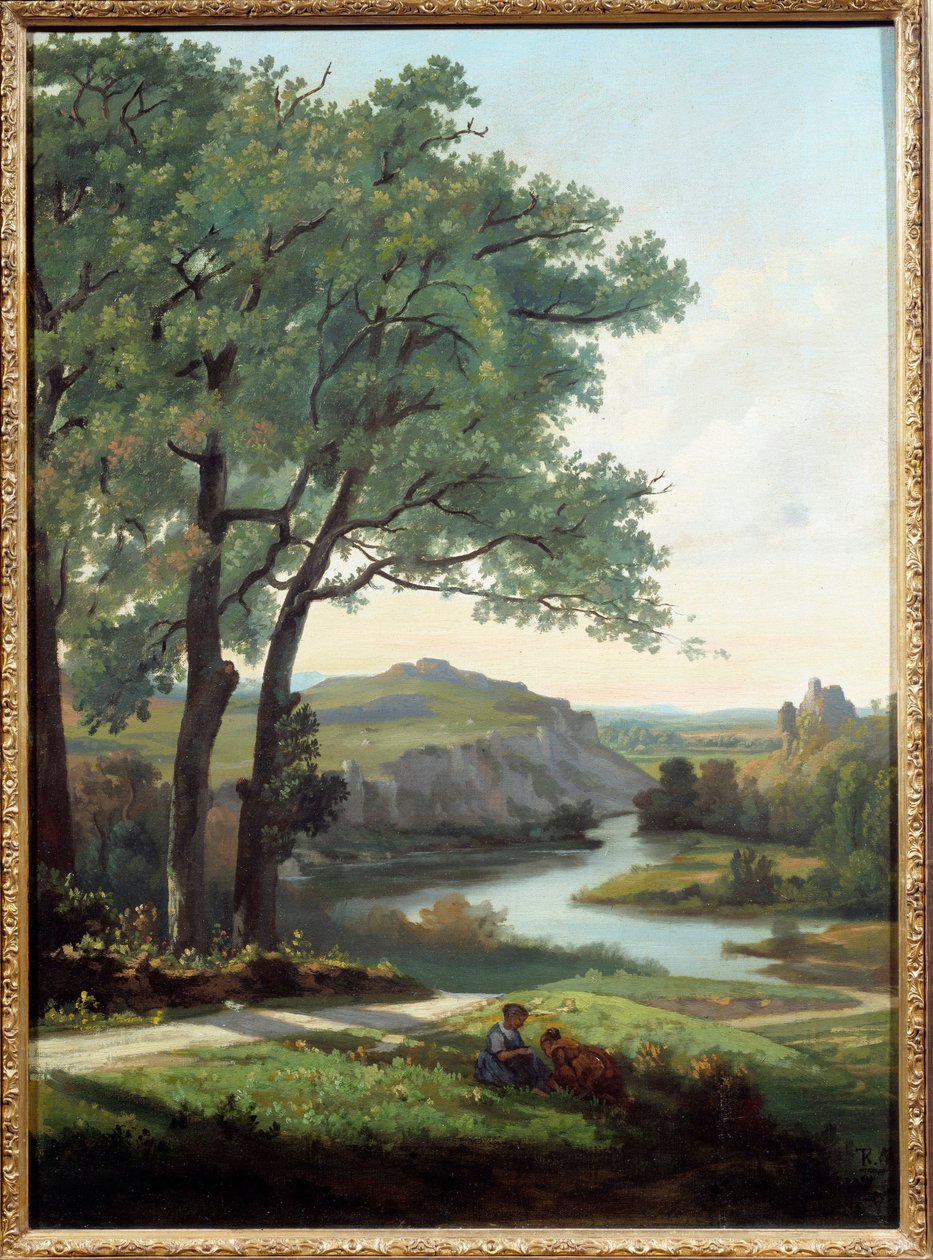 Landskap med träd och sjömålning av Theodore Ravanat (1812-1882) 1860 Grenoble, Museum of Fine Arts av Theodore Ravanat