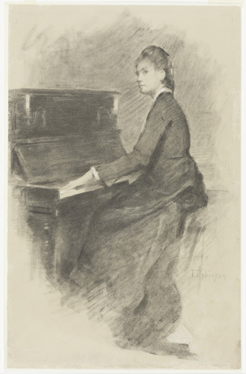 Vid pianot, ca. 1887. av Theodore Robinson
