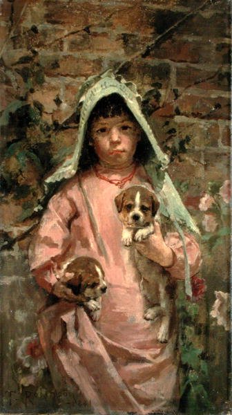 Flicka med valpar av Theodore Robinson