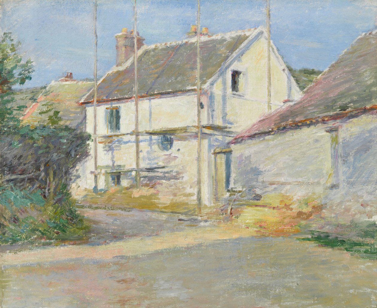 Hus med byggnadsställningar, Giverny av Theodore Robinson