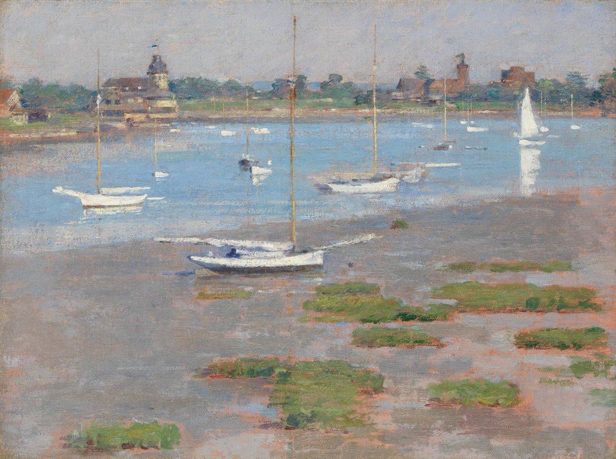 Lågvatten, Riverside Yacht Club, 1894. av Theodore Robinson