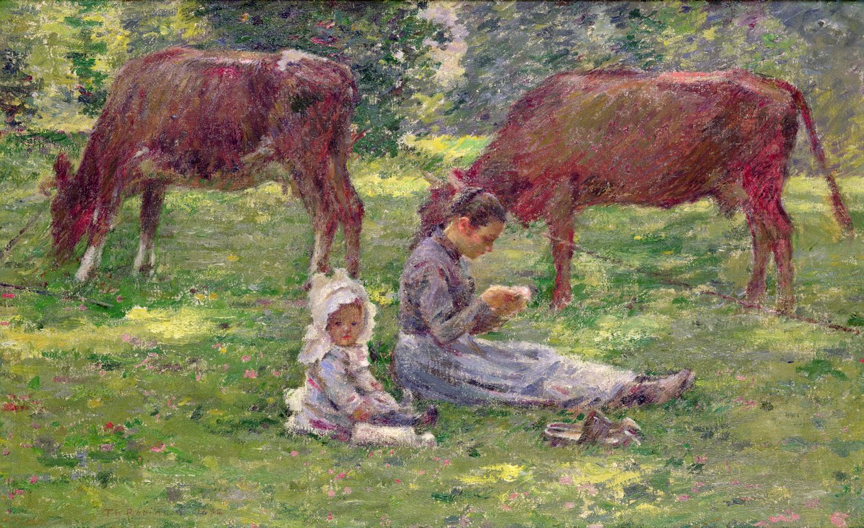 Watching the Cows (olja på duk) av Theodore Robinson