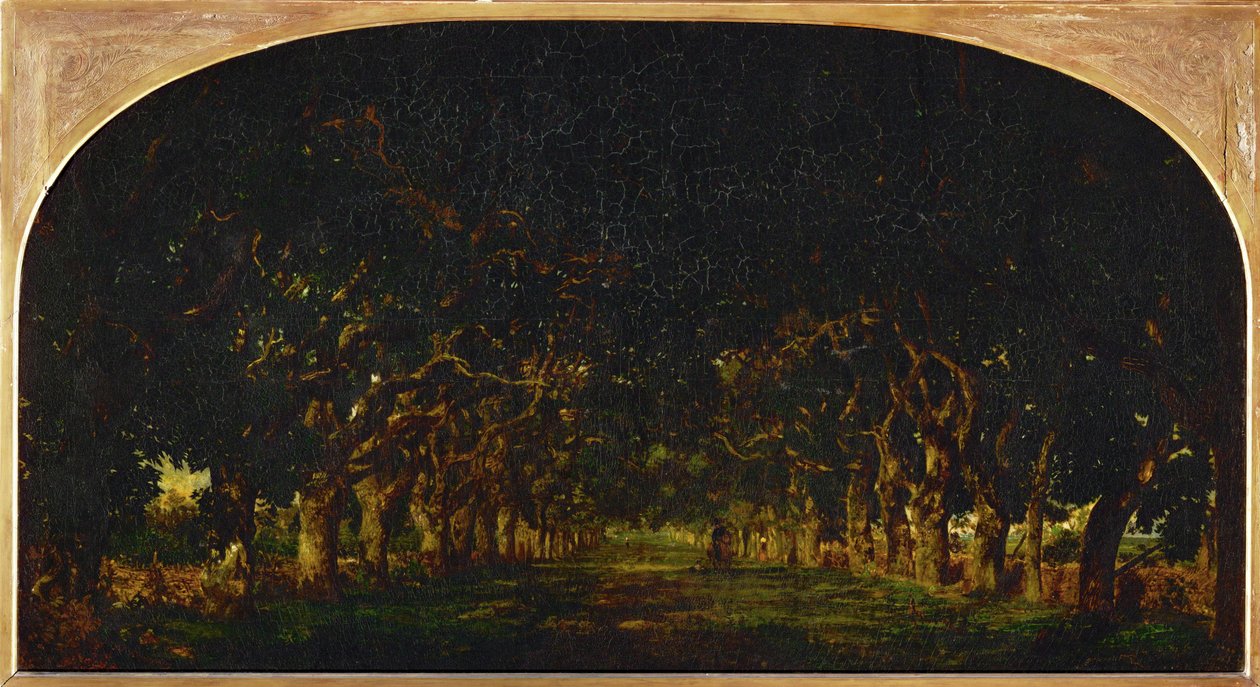 Allé av kastanjeträd vid Chateau de Souliers, nära Bressuire ... av Theodore Rousseau
