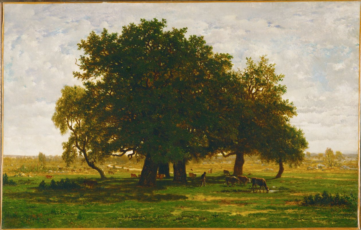 Groupe de chenes, Apremont En grupp ekar, Apremont, Frankrike ... av Theodore Rousseau