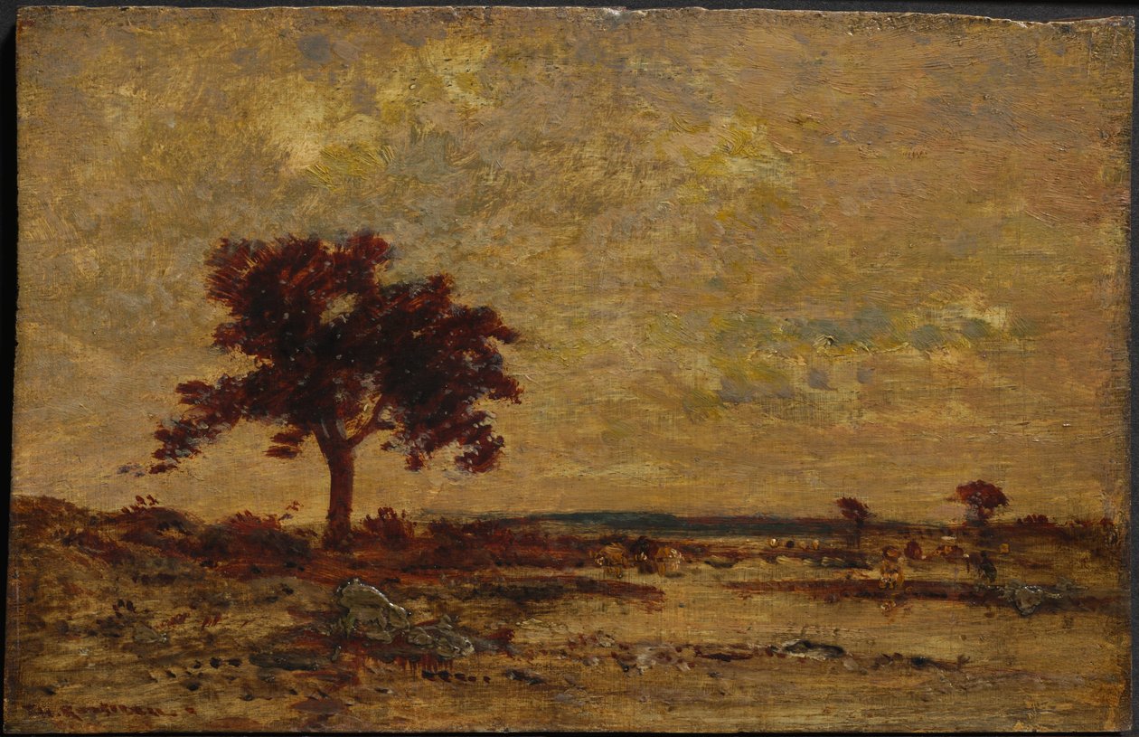 Marshlands, ej daterad (olja på träpanel) av Theodore Rousseau