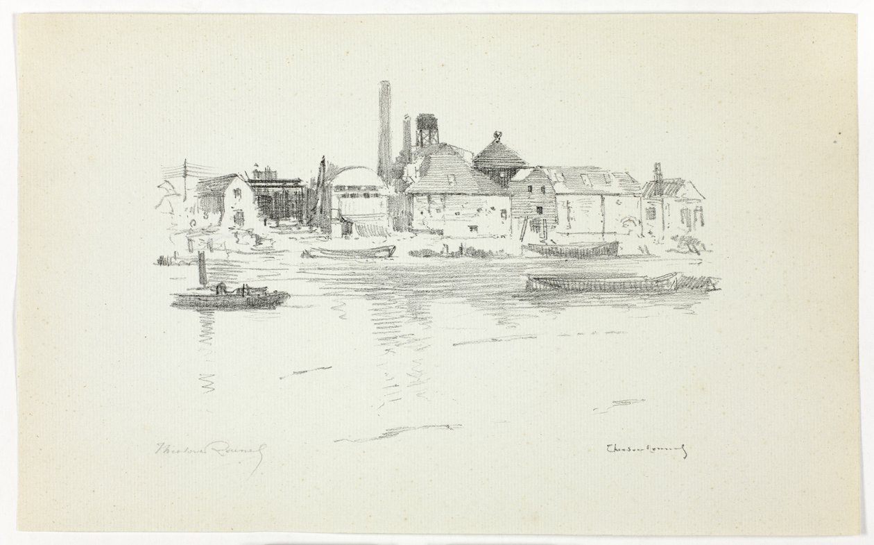 Battersea från floden, lågvatten av Theodore Roussel