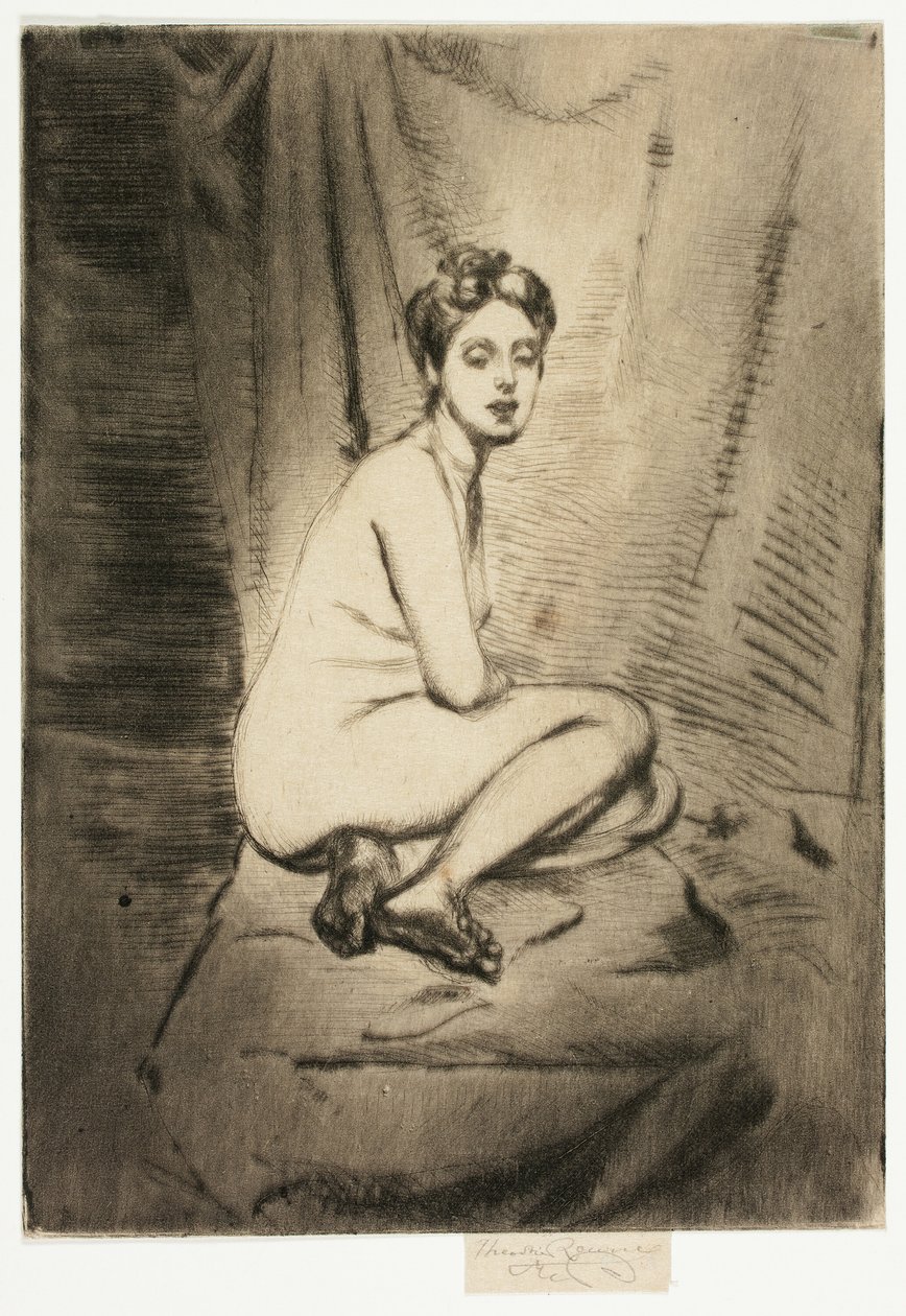 Figur av en kvinna som hukar av Theodore Roussel
