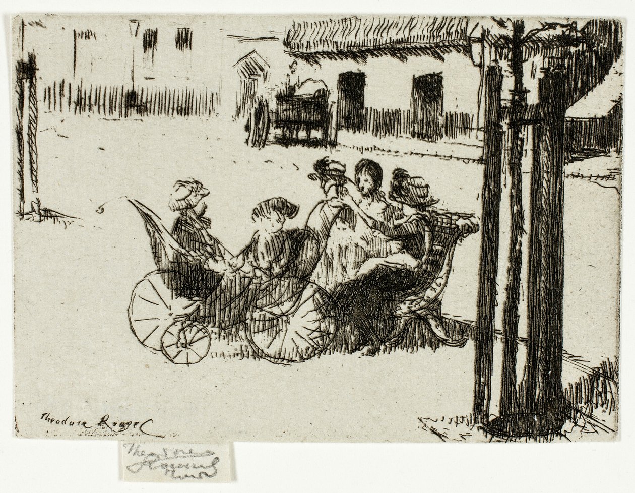 Små flickor och barnvagnar, Chelsea Embankment av Theodore Roussel