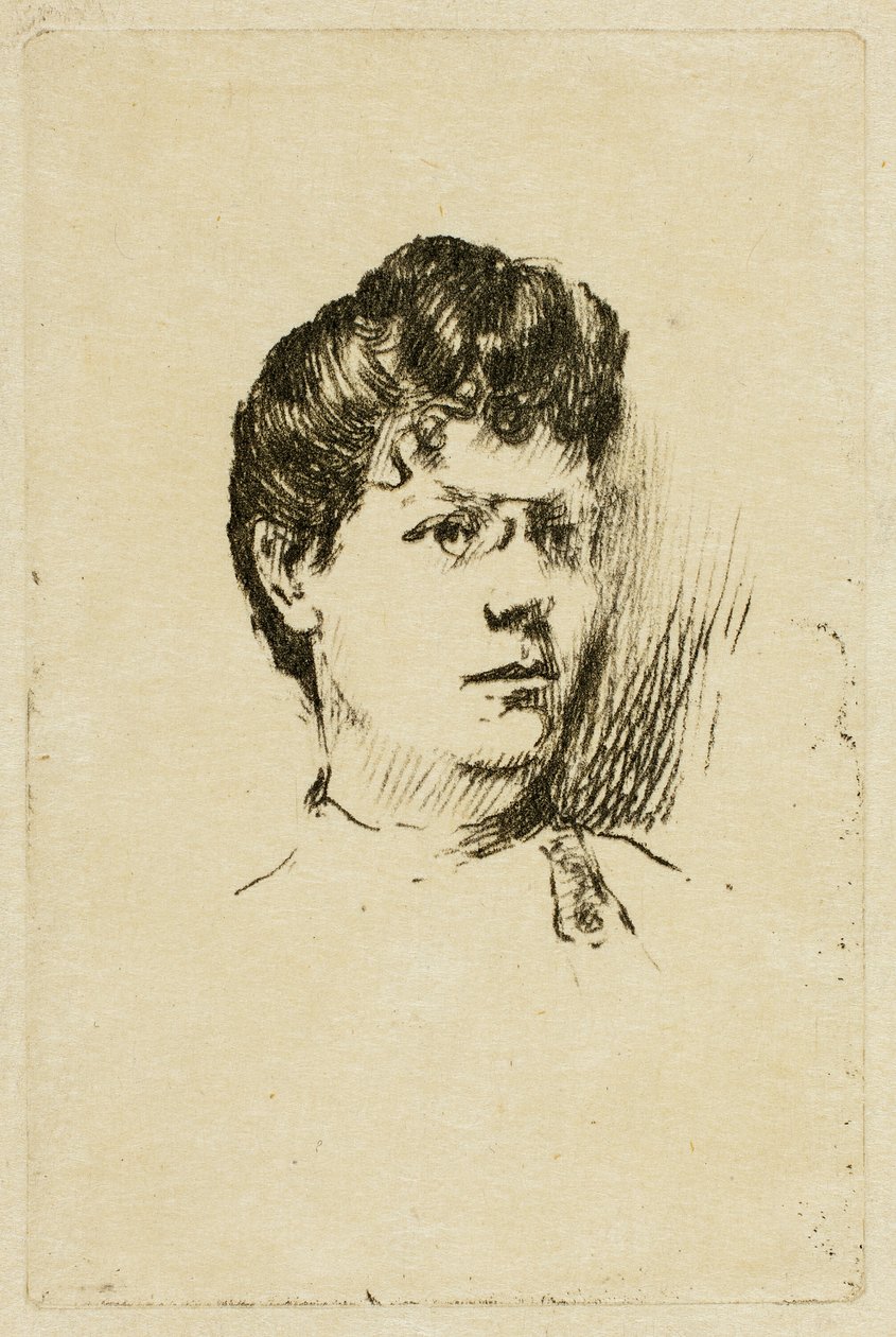 Skiss av ett kvinnohuvud av Theodore Roussel