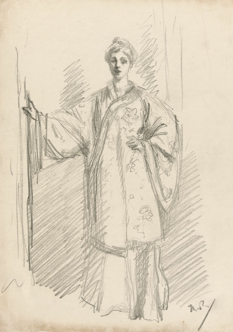 Stående figur i en kinesisk klänning av Theodore Roussel