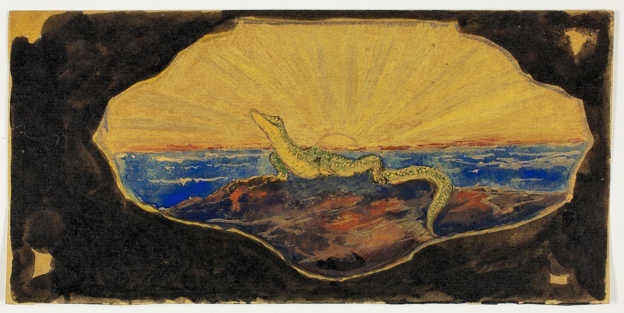 Namnlös ritning för ramkartouche (Salamander) av Theodore Roussel
