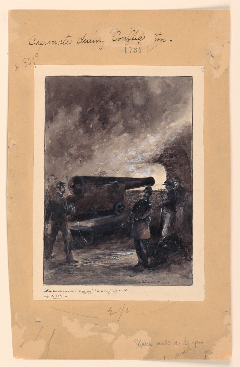 En kasemattpistol under branden av Theodore Russell Davis